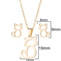 Set di gioielli gatto in acciaio inossidabile dorato con collana e orecchini e misure - Stile Gatto Dorato (007)