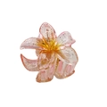 Détail d'une pince à cheveux fleur de 4cm avec dégradé rose orange et paillettes - Jaune Pailleté