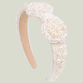 Elegant white faux pearl and bead headband featuring a delicate bow-shaped design - Bowknot Artificial Pearl Decoration (Series 8-1)