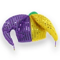 Cappello da clown con paillettes e campanelli per costumi da festa Halloween - Taglia Unica (58cm Circonferenza) / Oro Verde Viola