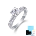 Macro side view of 1-carat round cut moissanite ring with GRA certificate and gift box - US Size 5 / Moissanite Ring (With GRA Certificate + Gift Box)