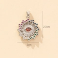 Detailed view of colorful evil eye pendant showing 2.7cm height and 2cm width dimensions - E-1 Style/Red Radiant Ray Eye