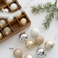 4cm Kerstballen set in goud, zilver en wit met glitter en matte afwerkingen - Stijl C 4cm Lichtgoud Serie 25 Stuks