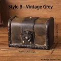 Vintage grey wooden jewelry storage box with metal lock and dimensional details - Style B - Distressed Gray