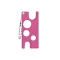 Pink metal essential oil bottle opener keychain with multi-size holes for roller balls - Pink