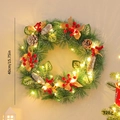 Christmas wreath with warm LED lights red berries and pine cones 40cm outer diameter - Linen Pine Cone Bow / 40cm/With Light