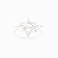 Minimalistische S925 sterling zilveren hexagram sterring met fonkelende zirkonia's - US Maat 9 / Witgoud
