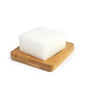 White goat milk silk handmade soap presented on a natural square bamboo tray - Silk Protein (Plain Soap)