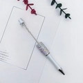 DIY beadable pen featuring a silver metal barrel with gradient AB colorful rhinestones - Colorful White