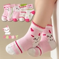 5-pack children's cotton crew socks with pink bunny patterns and wavy cuff design - Rabbit [zodiac Tablet Edition] / 3-5 Years (Feet length 13-15cm)
