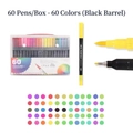 60 colors dual tip watercolor marker set with black barrels and brush and fine tips - New Style Black 60 Colors Soft Tip
