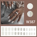 Short square press-on nails with white marble hill pattern and 3D textured design - Grey White Splicing Texture Style (W387) / 24Pcs Set (Glue Included)