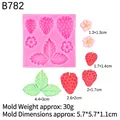 Pink silicone mold for strawberries and flowers with textured leaf details for DIY baking - Pink B782 / Pink