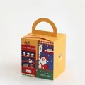 Ginger yellow Christmas gift box with Santa illustrations and dimensions 9.9x11x9.5cm - Yellow