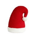 Cojín de gorro de Navidad en terciopelo rojo suave con pompón blanco decorativo - 36cm/14.2inch