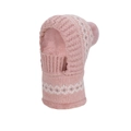 Écharpe à capuche tricotée rose avec motif losange blanc et doublure polaire - Rose