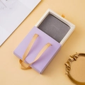 Purple paper gift bag and cream drawer jewelry box with golden satin handle and gray lining - Light Purple (No Logo)