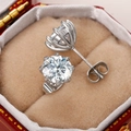 S925 sterling silver six-prong round cut stud earrings in a red velvet jewelry gift box - E2120 8-Claw