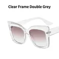 Gafas de sol cat eye grandes con montura transparente y lentes grises degradadas - Marco Transparente Gris Degradado