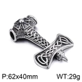 Viking Thor's Hammer Mjölnir pendant in vintage steel finish with Celtic knot carving - Celtic Knot Radiant Mjolnir Style (KP54474-BD)