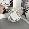 Custodia portatile in PVC trasparente con caricabatterie bianco e cavo USB per cavi - 12x12cm