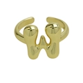 Polierter 18k vergoldeter Bubble-Ring mit Buchstabe W im minimalistischen 3D-Stil - Buchstabe W / Gold