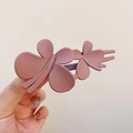 Pince à cheveux papillon double rose poudré mat au style coréen chic et minimaliste - Papillon / Rose