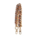 Short 40cm woven shoulder strap with orange and black rope and gold chain link hooks - Improved Version / Heather Grey