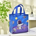 Cartoon astronaut non-woven gift bag with blue space rocket print for party favors - Astronaut Style 2 / 23x22x11cm