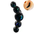 Black steel cartilage stud with five graduated iridescent black opal gems, style OP19 - Black - OP19 Opal Curved