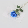 Artificial blue velvet rose with green leaves for home and wedding decor - Silk Royal Blue