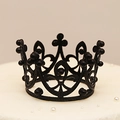Elegant vintage black alloy crown with hollowed floral patterns for cake decoration - Mini No Rhinestone Black