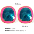Onregelmatige geometrische oorbellen in roze en blauw emaille met gouden roestvrij staal - Roze & Blauw Emaille Goud Stijl (EH534)