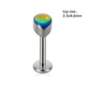 G23 Titan Labret Stecker mit einem braun-schwarzen Tropfen Opal Inlay Anhänger - 1.2*6mm / Schwarzbrauner Blitz