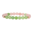 Handmade beaded bracelet featuring natural pink quartz and green aventurine with gold spacers - Rose Quartz + Chrysoprase
