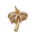 Golden palm tree pendant with sparkling zircons and a smooth metallic finish - Palm Tree Rhinestone Pendant