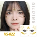 Gilding temporary face tattoo VS-022 with gold foil patterns for masquerade parties - VS022 (Gold Exotic Waves)