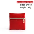 Rote Schmucktasche aus Leder mit Lychee-Maserung und Goldreißverschluss 8x8cm Etui - 8*8cm / Rot