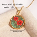 Collana in acciaio al titanio dorato con ciondolo papavero su velluto beige e misure - Fiore Rosso