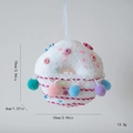 Colorful plush cupcake Christmas ornament with soft pom-poms and white ribbon hanger - Donut Ornament