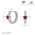 Dettaglio dell'orecchino a stella in argento S925 con goccia d'olio rossa e zircone 5A - Argento 925 / Goccia d'Olio Rossa (Argento 925 Placcato Rodio)