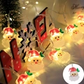 LED Christmas light string featuring Santa Claus figures with warm yellow festive glow - Bearded Santa / Battery Powered: 1.5m 10LED [Steady On]