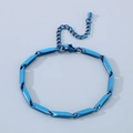 Polished blue stainless steel links bracelet with adjustable lobster clasp - Blue Bracelet (KB190884-Z)