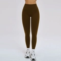 Leggings de yoga taille haute vert olive foncé avec large ceinture gainante - S / Bas / Brun Foncé