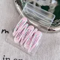 Five-piece set of pink glitter snap hair clips with colorful sequins in a clear bag - Light Pink Water Drop