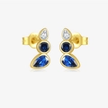Elegante vergulde S925 zilveren oorknopjes met blauwe en witte druppelvormige zirkoon - 925 zilver / 18K goud