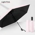 Light pink ultra-light automatic umbrella with black UV coating and matching case - Pink (Black Glue)