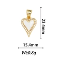 Détail d'un pendentif cœur plaqué or 18k avec incrustation blanche et bordure de cristal - Pendentif Cœur Nacre et Zirconia (DZ-176)