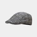 Detail van zwart-witte pied-de-poule stoftextuur op een klassieke vintage flat cap - Zwart / Eén maat
