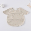 Waterproof baby bib smock with tulip floral print and crumb catcher in beige - Shawl - Small Yellow Flowers / One Size